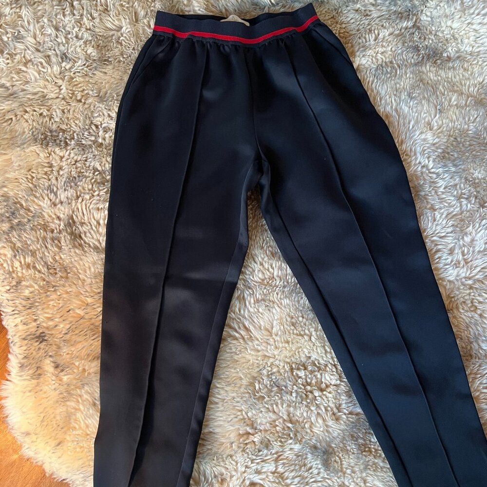 XS Joie Navy Blue Pants with red stripe elastic band